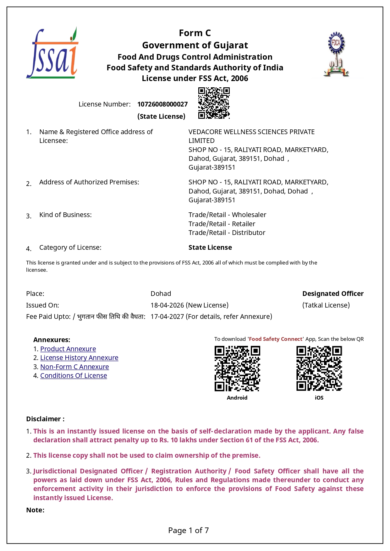 Registration Certificate